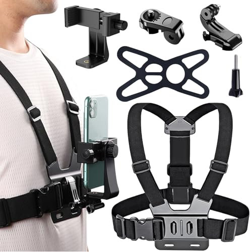 Multifunktional Handy Brusthalterung, Schießen aus der Ego-Perspektive Kamera Halterung Rucksack, Brust Handyhalterung Körper Geeignet für Fahrrad, Motorrad, Ski und Andere Sportvideoaufnahmen