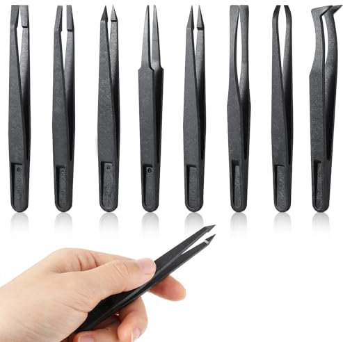 8 Stück Pinzetten Set Pinzette Kunststoff Antistatische Plastik Pinzette Set Präzisions-Pinzette für Elektronik Schmuckherstellung Reparaturen von Computern Handys Uhren