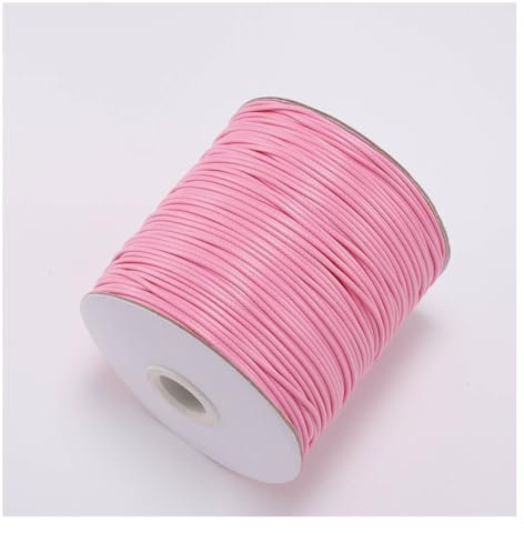Wisafory Cordon en cuir ciré - Cordon en cuir - Pour fabrication de bijoux, bracelets, travaux manuels, décoration, projets de bricolage, couture - Rose - 0,5 mm x 10 m
