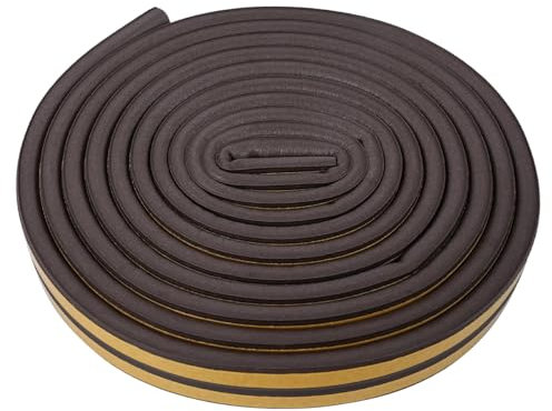 Ieron Cinta burlete para Puertas y Ventanas, burlete Autoadhesivo, Cinta de Espuma de Sellado Tipo D anticolisión, insonorizada, Impermeable y a Prueba de Polvo, marrón, 9 x 6 mm, 5 m