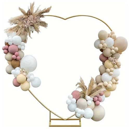 Heart Balloon Arch Stand,Gold Arch Backdrop Stand,Metal Heart Shape Balloon Arch Stand with Base for Wedding Birthday Party Decor