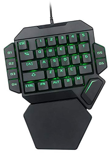 SIXRUN Mechanische Gaming-Tastatur, Einhändig, 9 LED-Hintergrundbeleuchtung, Makro-Funktionen, Kompatibel mit Windows/Mac/Linux
