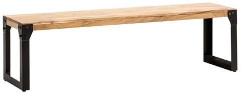 FineBuy Esszimmerbank 180x40x45 cm Akazie Massivholz Metall Industrial, Esstischbank Holzbank Massiv ohne Lehne, Küchenbank Essbank Modern, Sitzbank Esszimmer Groß Braun