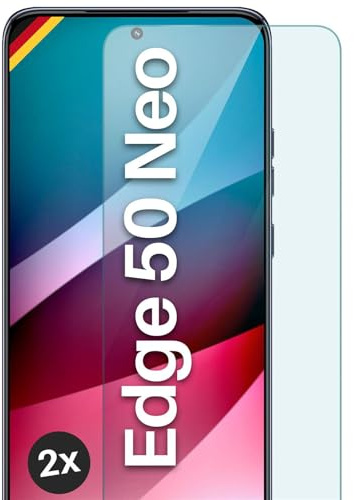 moex Schutzfolie für Motorola Edge 50 Neo Glas 9H Härte, gehärtetes Schutzglas, Panzer Schutz Glas Displayschutz Folie, kompatibel mit jeder Handy Hülle, ShockProtect 2 Stück