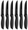 Ruffulon Steak Knives Set of 6,Black Steak Knife,Serrated Edge Stainless Steel Kitchen Knife with Ergonomic Handle,Durable Multipurpose Kitchen Knives,Sharp Dinner Knife,Rust Resistant,Dishwasher Safe