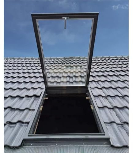 claraboya Trampilla para ático de tamaño personalizable, gran trampilla para tejado con vidrio templado, ventana rectangular para tejado doméstico y claraboya para ático/solarium/sótano(60x95cm/23.6x3