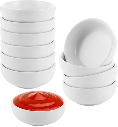 YAYODS 12 Stück Kleine Dip Schälchen Keramik Ø 7,7 cm - Weiß Dipschalen Dip Schalen - Sushi Sojasauce Schälchen - Kleine Schüsseln als Saucenschälchen, Snackschalen, Dessertschalen Porzellan