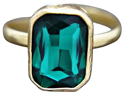 Ring mit Grünem Stein - Smaragdgrün - 14k gold filled ring - Rechteckig - Verstellbar - Geburtsstein Mai - Zirkonia - Verstellbar - Hochzeit - Handmade - Geschenk für Sie