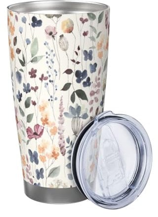 Xinvast Floral Coffee Tumbler Vacuum Insulated Water Bottle Stainless Steel Insulated Travel Mug for Women Mom Grandma 20 Oz