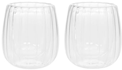 HOMLA CEMBRA GROOVE Doppelwandige Thermogläser Set, 2 Stück, 250 ml, spülmaschinenfest