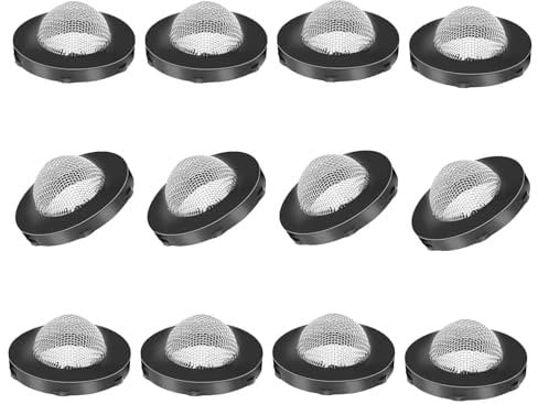 12 Stück Dichtung Duschschlauch, Wasserhahn Sieb O Ring Filternetz Siebdichtung Dichtung Edelstahl Schlauchdichtung Gummi Scheibe mit Sieb für 3/4 Zoll Gartenschlauch Brausekopf (Schwarz)