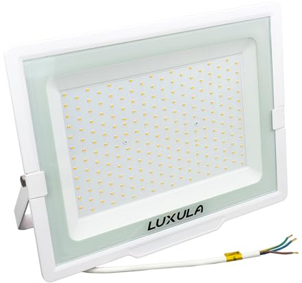 LUXULA LED Strahler Außen 200W 20000lm, 4000K Neutralweiß, IP65, Weiß | IP65 wasserdicht, Fluter, Scheinwerfer, LED Außenbeleuchtung für Garten, Einfahrt, Garage und Terrasse, Gehäuse Weiß