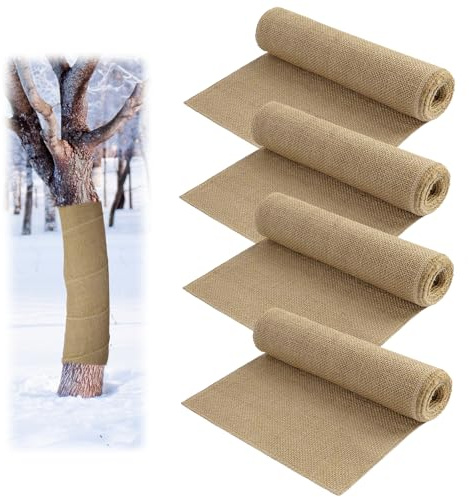 Storystore Jute Pflanzenschutz Winter, 4 Rolle 3m x 25cm Jute Baum Winterschutz für Pflanzen Winterfrost und Frostschutz, Juteband für Pflanzen, Garteneinsatz, Hochzeitdeko Dekoration, Handwerk