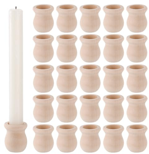 PH PandaHall 30 Stück Teelichthalter Unbehandelte Kerzenbecher Aus Holz 22mm Loch Holz Dübelkappen Für Weihnachtliche Halloween Malerei Schublade Griff Pole Kappe 4x3.3cm