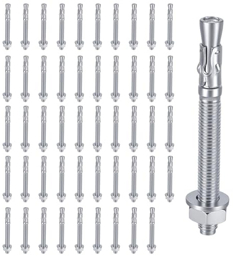 NAMYEUT 50 stycken bultankare M10 x 100 mm tunga lastpluggar, tunga ankare av galvaniserat stål ankarbultar M10-ankarskruvar för räcken, balkar, fönster, maskiner