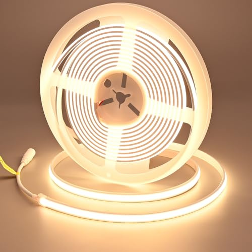 GOMING 24V 5M Neon COB LED Streifen Warmes Weiß 3000K IP67 Wasserdicht | Neon LED Strip 4100LM 1560LEDs Gleichmäßiges Flexibel LED Band Selbstklebend CRI 93+ für Heim Deko(Netzteil nicht Enthalten)