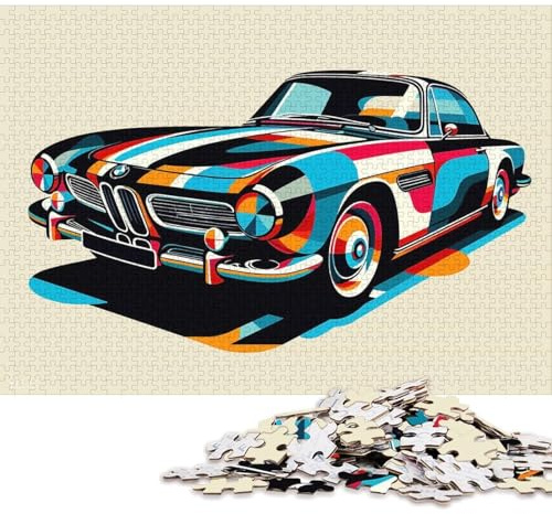 500-teiliges Puzzle BMW 507 WPAP Pop Art Puzzle für Erwachsene Holzbrettpuzzles Schwierig und herausfordernd 500 Teile (52x38cm)