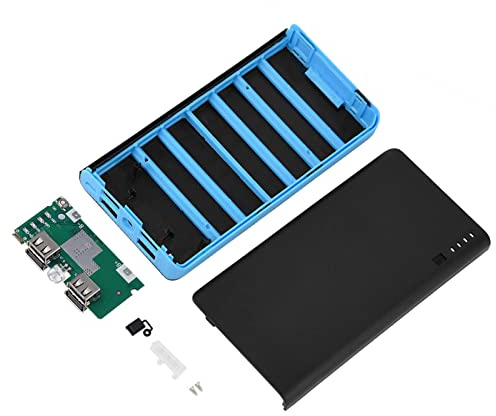 Aumotop 20000 MAh Power Bank DIY-Kit mit Ultragroßer Kapazität für Reisen, Outdoor-Sport, Tragbare Schnellladebox mit 4 USB-Ausgängen, Rotes ABS-Gehäuse (Blau)