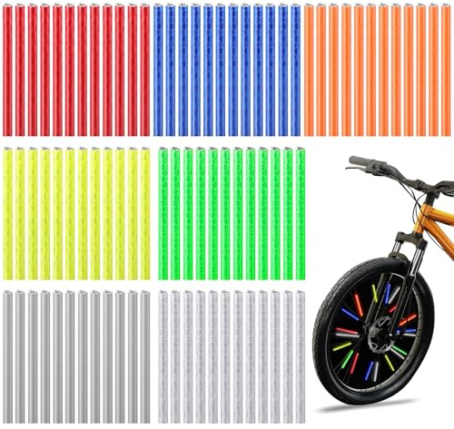 ‎sitarcmin 84 Stück Bunte Fahrrad Speichenreflektoren Set, Fahrradspeichen Wiederverwendbar Wasserfest, 360° Rundum Sichtbarkeit Reflektoren Fahrrad für Alle Fahrradtypen (7 Farben, je 12 Stück)