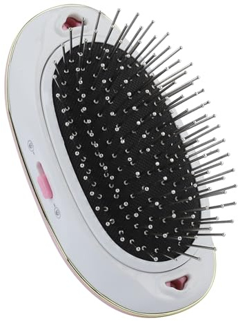 Pongnas Elektrischer Kopfhaut-Massagekamm, Tragbare Negativ-Ionen-Haarbürste, Antistatische Massage (Rosa)