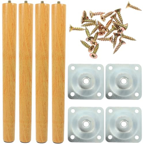 iplusmile Holz Tischbeine 30cm Möbelbeine aus Massivem Holz Stabil für Schreibtisch Schrank Ersatzmöbel Beine mit Ebener Unterseite für Wackelfreien Stand