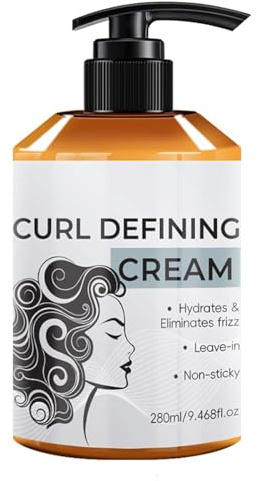 Curl Defining Cream, Anti-Frizz Curling Cream for All Curly Hair Types, Intense Moisturizing & Long-Lasting Hold, Enhances Curl Definition & Elasticity, Reduces Frizz & Breakage for Women & Girls