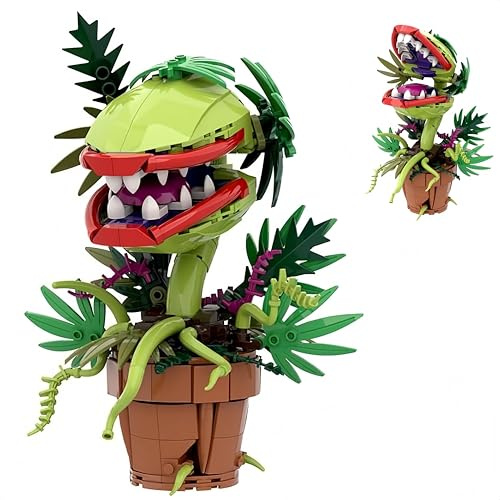 Carnivorous Plant Potted Building Blocks Set, 300+ PCS Fantasy Botanical Monster Plant Building Toys for Home Decor, Jungle Flowers Model Kit, Creative Gift for TV Fans Friends, Teens & Adults