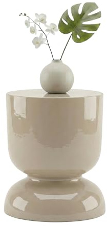 Relaxdays Beistelltisch, Sanduhr-Design, Wohnzimmer Dekoobjekt, Beistellhocker HxD: 46 x 36 cm, Podest, Metall, beige