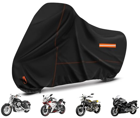 Enzeno motorbike cover 245x105x125cm motorcycle cover waterproof outdoor | motorbike Windproof Dustproof moped cover with snap fastener 210D Oxford Fabric motorcycle black