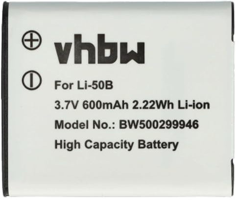 vhbw 1x Batterie Compatible avec Pentax Optio RZ18, RZ10, i10, WG-2, WG-1 GPS, WG-10, WG-1, WG-3 GPS, WG-3, X70 Appareil Photo (600mAh, 3,6V, Li-ION)