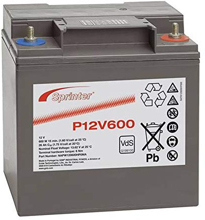 Exide Batterie au plomb Sprinter P12V600 12,0 V 24,0 Ah avec raccord à vis M6