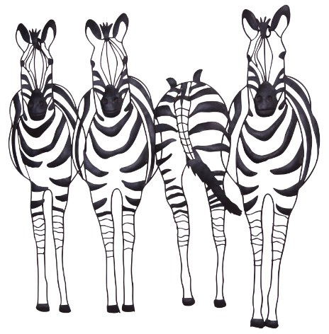 Wanddekoration Zebrafamilie