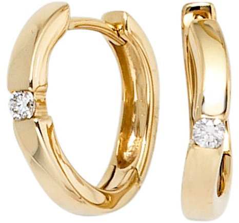 JOBO Creolen 585 Gelbgold 2 Diamant-Brillanten 0,08ct. Gold-Ohrringe
