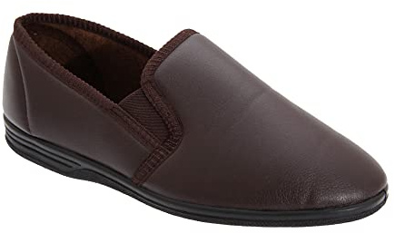 Zedzzz KEVIN Mens Textile Basic Slippers Brown
