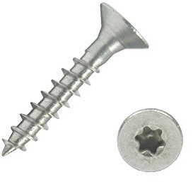 100 Stück Edelstahl-Schrauben 4,5x25 mm Teilgewinde Torx - Spanplattenschrauben mit Senkkopf - Holzschrauben/Holzbauschrauben - Werkstoff A2 VA V2A - Edelstahlschrauben/Universalschrauben TX20