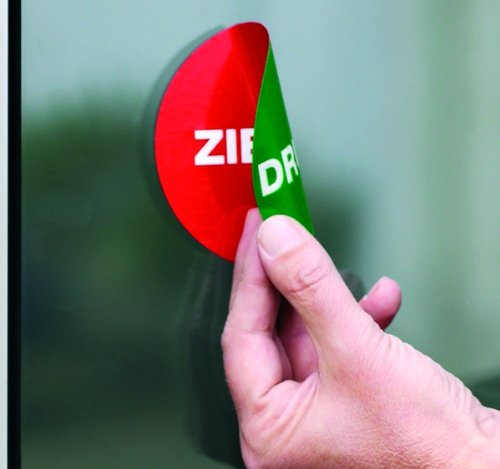 LEMAX® Aufkleber Türschild doppelseitig, Drücken/Ziehen, Ø 100 mm Folie selbstkl.