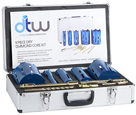 DTW Dry Diamond Core Drill Bit Plumbers/Builders Premium Turbo Segment Hole Cutter, Drill Kit