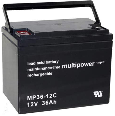 Mulitpower Bleiakku MP36-12C 12 Volt 36Ah mit M6-Schraubanschlüssen Zyklentyp