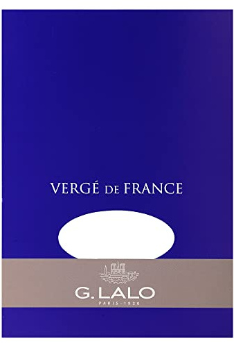 G.Lalo 11450L Schreibblock Vergé de France (perfekt für Ihre Einladungen, säurefrei, DIN A5, 14,8 x 21 cm, 50 Blatt, 100 g) extra weiß