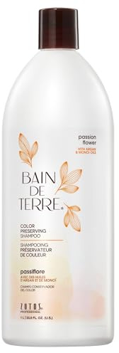 Bain de Terre Passion Flower Color Preserving Shampoo, for Vibrant Color & Protection from Fading, with Argan & Monoi Oils, Paraben-free, Vegan, 33.8 Fl Oz