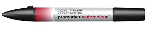 Winsor & Newton 0201003 Aquarellmarker - 2 Spitzen, Pinsel- und feiner Spitze, lichtecht, hochpigmentierte Aquarellfarben für Kalligrafie, Zeichnungen - Alizarin karmesin Farbton