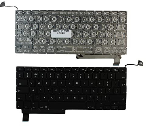 Keyboards4Laptops Reino Unido versión retroiluminada (sin Placa retroiluminado) Negro Teclado de Repuesto para Ordenador portátil Compatible con Apple MacBook Pro A1286 (EMC 2353*)
