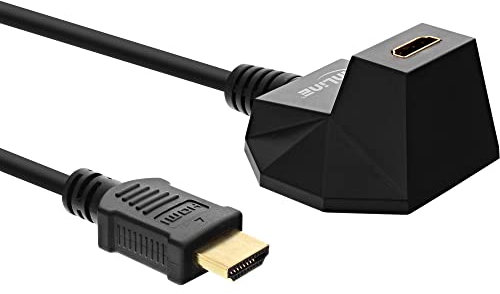 InLine 17531S HDMI Verlängerung mit Standfuß, HDMI-High Speed mit Ethernet, 4K2K, Stecker / Buchse, schwarz / gold, 1m
