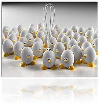 Leinwandbild Funny Egg -70x90cm. Bilder fertig gerahmt auf Keilrahmen. Geschenkidee Deko. Qualität aus Deutschland