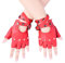 JISEN Damen-Handschuhe, PU-Leder, Punk, Nieten, Gürtel oder Schnappverschluss, Halbfinger-Performance-Fäustlinge, Rot/Ausflug, einfarbig (Getaway Solids), Einheitsgröße