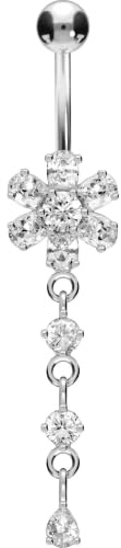 PIERCINGLINE Bauchnabelpiercing Titan | Blume 925er Silber | Piercing Bananabell Banane | Farbauswahl