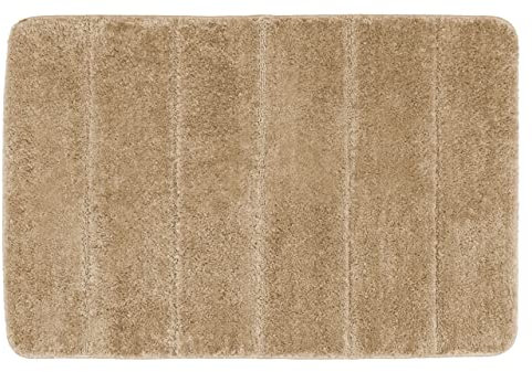 WENKO Badteppich Steps Sand, 60 x 90 cm - Badematte, rutschhemmend, außergewöhnlich weiche und dichte Qualität, Polyester, 60 x 90 cm, Beige