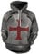 Ocean Plus Herren Kapuzenpullover Lebensecht Grafik Hoodie mit Kängurutasche Pullover mit Kapuze Sweat Hood mit Kordelzug (XXL/3XL (Brustumfang: 126-146CM), Kreuz Kettenrüstung)