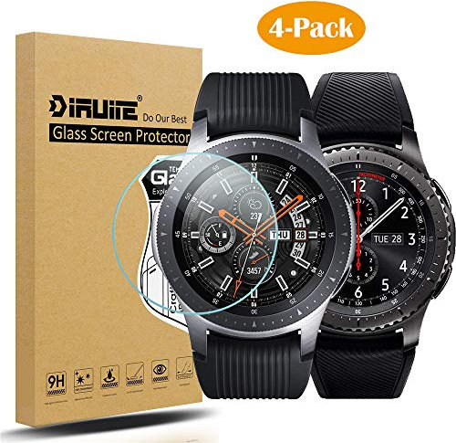Diruite 4 Stück Displayschutz für Samsung Galaxy Watch 46mm/Gear S3 Schutzfolie,HD Glas Displayschutzfolie Intelligente Uhr