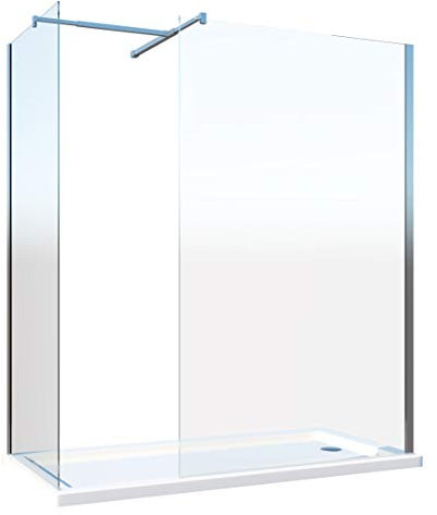 Doppia Parete Doccia Walk-in Con Braccio Di Sostegno Superiore A T Vetro 8 mm Reversibile (88-90 x 98-100 H 200 cm)